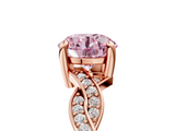 Rose gold Fancy Pink Round  Cut Twisted Pavé Band Solitaire Ring with Four-Prong Setting_5
