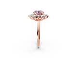 Rose gold Fancy Pink Round  Diamond Cluster Halo Ring with Solitaire Band and Four-Prong Setting_2