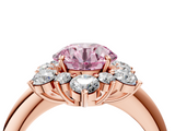 Rose gold Fancy Pink Round  Diamond Cluster Halo Ring with Solitaire Band and Four-Prong Setting_4