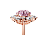 Rose gold Fancy Pink Round  Diamond Cluster Halo Ring with Solitaire Band and Four-Prong Setting_5