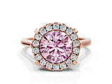 Rose gold Fancy Pink Round  Diamond Cluster Halo Solitaire with Four-Prong Setting_18