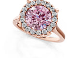 Rose gold Fancy Pink Round  Diamond Cluster Halo Solitaire with Four-Prong Setting_19