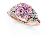Rose gold Fancy Pink Round  Diamond Cluster Leaf Design Ring with Prong Setting_1