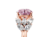 Rose gold Fancy Pink Round  Diamond Cluster Leaf Design Ring with Prong Setting_5