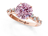 Rose gold Fancy Pink Round  Diamond Cluster Prong-Set Solitaire Ring_1