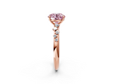 Rose gold Fancy Pink Round  Diamond Cluster Prong-Set Solitaire Ring_2