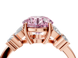 Rose gold Fancy Pink Round  Diamond Floral Cluster Ring with Solitaire Band and Prong Setting_4