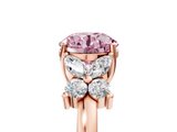 Rose gold Fancy Pink Round  Diamond Floral Cluster Ring with Solitaire Band and Prong Setting_5