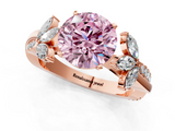 Rose gold Fancy Pink Round  Diamond Floral Vine Solitaire Engagement Ring_1