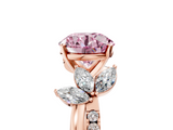 Rose gold Fancy Pink Round  Diamond Floral Vine Solitaire Engagement Ring_5