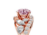 Rose gold Fancy Pink Round  Diamond Halo Ring with Marquise and Pavé Band in Prong Setting_5