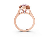 Rose gold Fancy Pink Round  Diamond Halo Ring with Milgrain Frame and Pavé Band_26