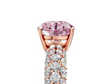 Rose gold Fancy Pink Round  Diamond Pavé Band Solitaire Ring with Four-Prong Setting_56