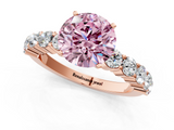 Rose gold Fancy Pink Round  Diamond Pavé Band Solitaire with Four-Prong Setting_1