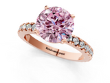 Rose gold Fancy Pink Round  Diamond Pavé Band Solitaire with Four-Prong Setting_1