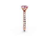 Rose gold Fancy Pink Round  Diamond Pavé Band Solitaire with Four-Prong Setting_2