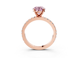 Rose gold Fancy Pink Round  Diamond Pavé Band Solitaire with Four-Prong Setting_3