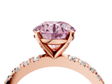 Rose gold Fancy Pink Round  Diamond Pavé Band Solitaire with Four-Prong Setting_4