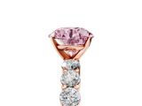 Rose gold Fancy Pink Round  Diamond Pavé Band Solitaire with Four-Prong Setting_5