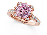 Rose gold Fancy Pink Round  Diamond Pave Band with Floral Prong Setting_28
