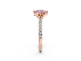 Rose gold Fancy Pink Round  Diamond Pave Band with Floral Prong Setting_29