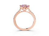 Rose gold Fancy Pink Round  Diamond Pave Band with Floral Prong Setting_30