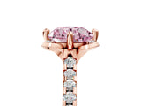Rose gold Fancy Pink Round  Diamond Pave Band with Floral Prong Setting_32