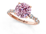 Rose gold Fancy Pink Round  Diamond Prong Set Engagement Ring with Pave Band_1
