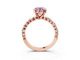 Rose gold Fancy Pink Round  Diamond Prong Set Engagement Ring with Pave Band_3