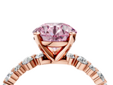 Rose gold Fancy Pink Round  Diamond Prong Set Engagement Ring with Pave Band_4