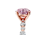 Rose gold Fancy Pink Round  Diamond Prong Set Engagement Ring with Pave Band_5
