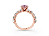 Rose gold Fancy Pink Round  Diamond Prong Setting with Side Stones on a Pave Band_3