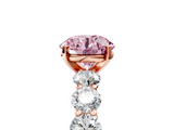 Rose gold Fancy Pink Round  Diamond Prong Setting with Side Stones on a Pave Band_5