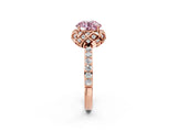 Rose gold Fancy Pink Round  Diamond Solitaire Ring with Shared Prong Pavé Band_55
