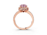 Rose gold Fancy Pink Round  Diamond Solitaire Ring with Shared Prong Pavé Band_56