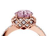 Rose gold Fancy Pink Round  Diamond Solitaire Ring with Shared Prong Pavé Band_57