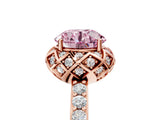 Rose gold Fancy Pink Round  Diamond Solitaire Ring with Shared Prong Pavé Band_58