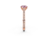 Rose gold Fancy Pink Round  Diamond Solitaire with Pave Band and Six-Prong Setting_2