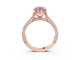 Rose gold Fancy Pink Round  Diamond Solitaire with Pave Band and Six-Prong Setting_3