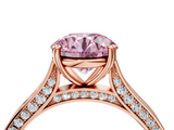 Rose gold Fancy Pink Round  Diamond Solitaire with Pave Band and Six-Prong Setting_4