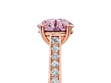 Rose gold Fancy Pink Round  Diamond Solitaire with Pave Band and Six-Prong Setting_5