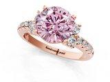 Rose gold Fancy Pink Round  Diamond Three-Stone Pave Band with Four-Prong Setting_1