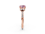 Rose gold Fancy Pink Round  Diamond Three-Stone Pave Band with Four-Prong Setting_2