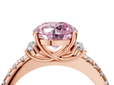 Rose gold Fancy Pink Round  Diamond Three-Stone Pave Band with Four-Prong Setting_4