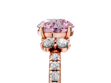 Rose gold Fancy Pink Round  Diamond Three-Stone Pave Band with Four-Prong Setting_5