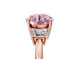 Rose gold Fancy Pink Round  Diamond Three-Stone Ring with Trapezoid Side Stones and Prong Setting_5
