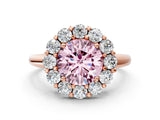 Rose gold Fancy Pink Round  Halo Cluster Diamond Engagement Ring with Prong Setting and Polished Band_20