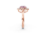 Rose gold Fancy Pink Round  Halo Cluster Diamond Engagement Ring with Solitaire Band and Prong Setting_31