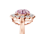 Rose gold Fancy Pink Round  Halo Cluster Diamond Engagement Ring with Solitaire Band and Prong Setting_34