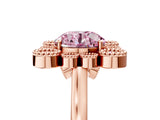 Rose gold Fancy Pink Round  Halo Diamond Cluster Engagement Ring with Milgrain Bezel Setting and Solitaire Band_50
